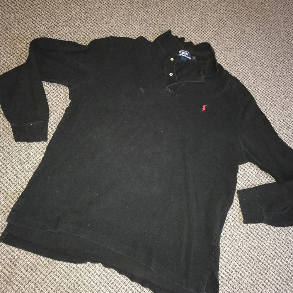Polo Ralph Lauren Mens XL Black Long Sleeve Polo Shirt‎